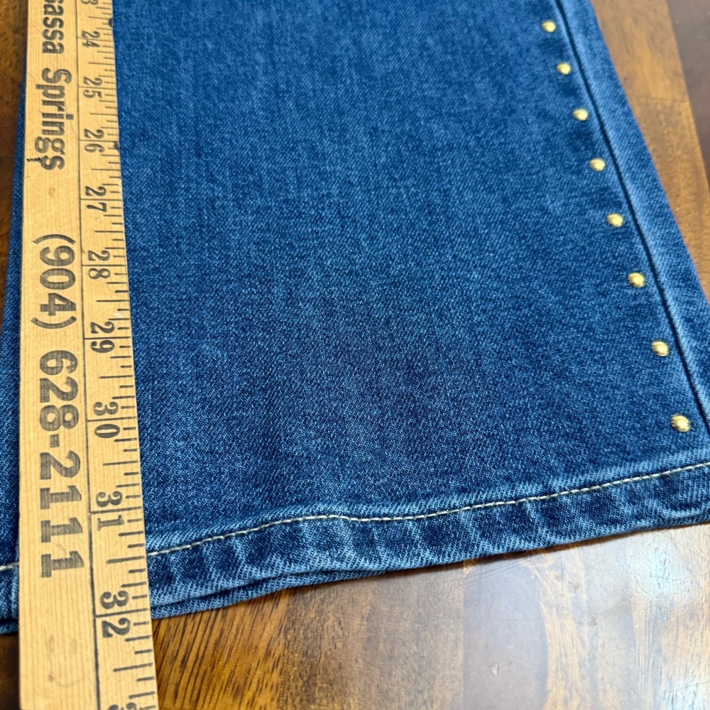 Express Embellished Straight Leg Jeans Medium Wash Studded EX010666 Women 6 - Picture 7 of 12